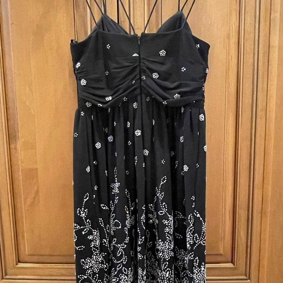 Cache BLACK beaded dress Stone Brooch Sweetheart Neckline Spaghetti Straps SZ 12 - Picture 5 of 14